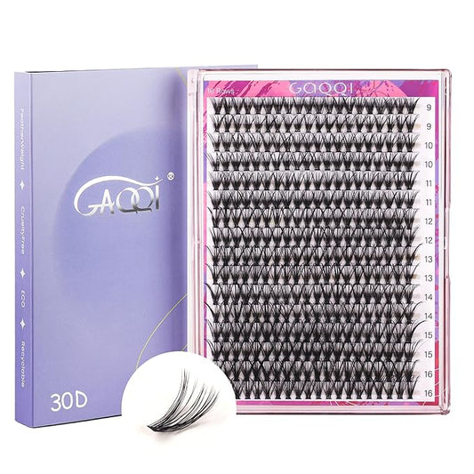 GAQQI Lash Clusters 320Pcs Individual Lashes 30D Mixed 9-16mm Eyelash Clusters C Curl Lash Clusters Look Like Mink Eyelash Extensions Thin Band Soft to Use Self Application(30D-CMIX)