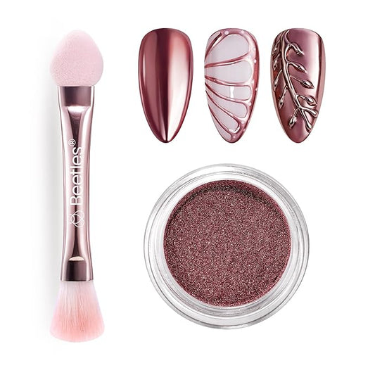 Beetles Pink Chrome Nail Powder Metallic Mirror Effect Chrome Powder for Nails Gel Polish Pink DIY Decoration Nail Manicure Nails Art Design Gift for Women