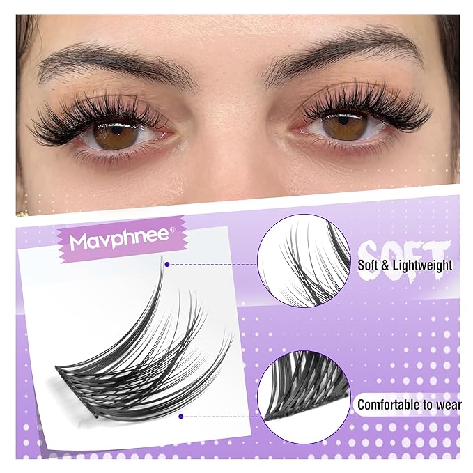 Mavphnee Wispy Lash Clusters Natural Eyelash Clusters 110 Pcs Cluster Eyelash Extensions CC-Curly Individual Lashes Clusters 10-16MM Cluster Lashes Extension For Everyday Wear Natural Makeup Look