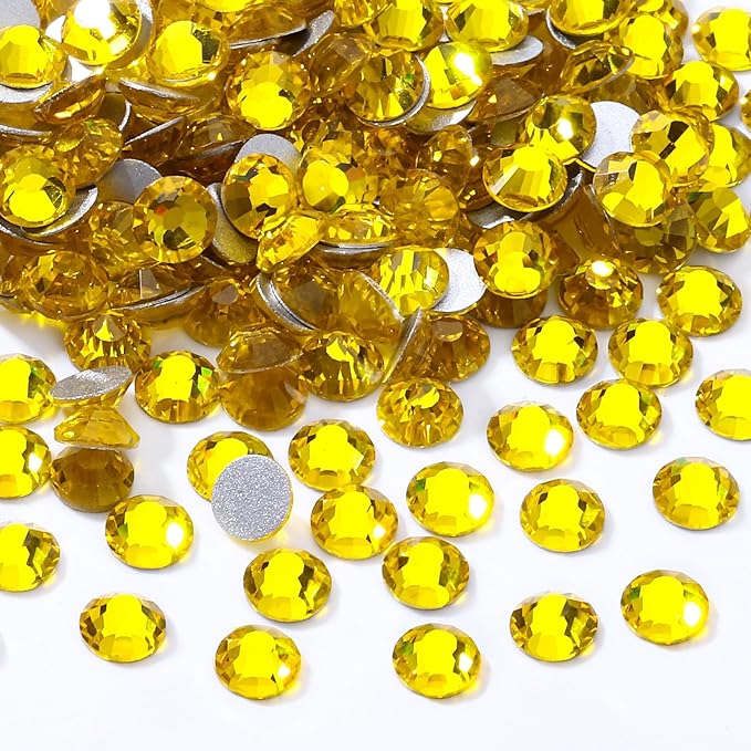 Meibite Yellow Flatback Rhinestones, Glass Rhinestones for Nail Art and Craft, Glue Fix, Loose Crystal Gemstones(Yellow, SS20, 2880pcs, 4.6-4.8mm)