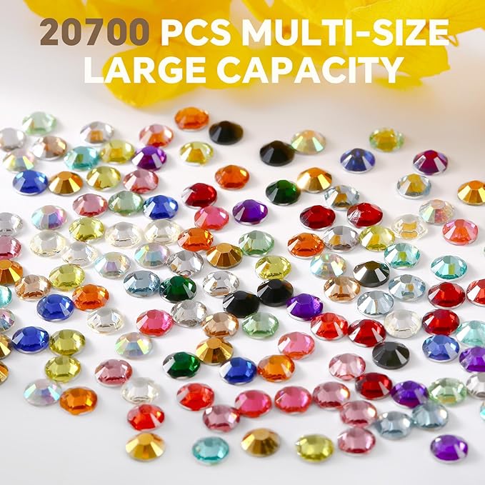 20454Pcs 4mm Mixed Color Flatback Rhinestones Kit for Nail Crafts DIY Decoration Non-hotfix Resin Round Shape Crystal