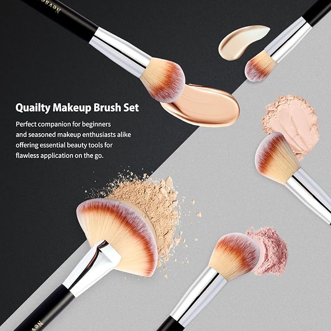 Makeup Brushes for Women, 28PCS Full Makeup Kits Include 24 Makeup Brushes, 2 Large Beauty Blenders, 1 Face Mask Spatula, 1 Brush Cleaning Egg, Makeup Brush Set with Travel-Friendly Case, Black
