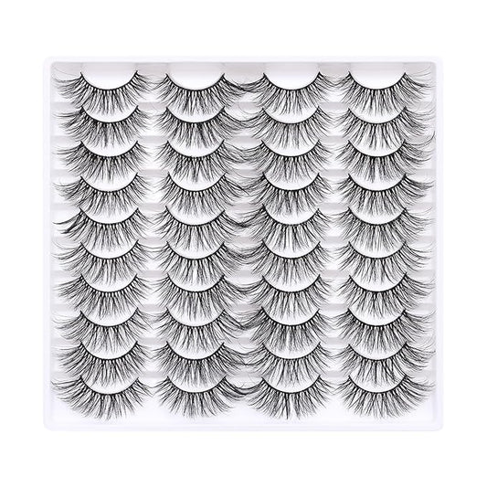 False Eyelashes 20 Pairs Wispy Lashes Faux Mink Lashes 14mm 3D Fluffy Cat Eye Lashes （style 20-065)