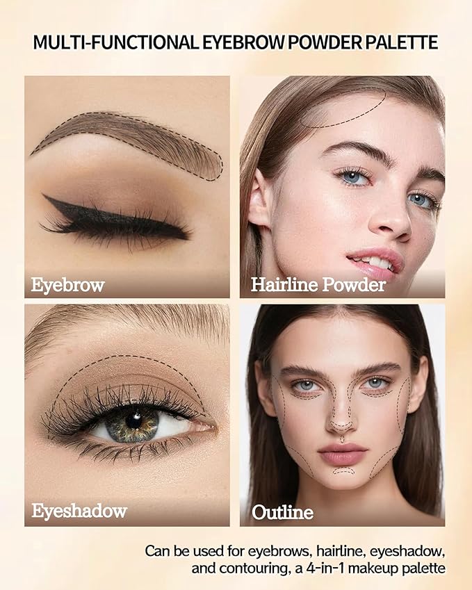 Eyebrow Powder Makeup Kit, 2 Colors Waterproof Long Lasting Dark/Light Brown Eye Brow Tinting Powder Palette, Professional Eyebrow Filler Contour Gifts for Women with Mirror Brow Brush & Razor-Set 01#