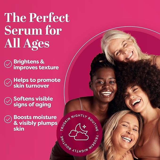 TruSkin Vitamin C Super Serum - Niacinamide, Retinol, Hyaluronic Acid & Squalane - All-in-One Anti Aging Serum for Face – Improve Appearance of Dark Spots, Firmness for Brighter Looking Skin, 1 Fl Oz