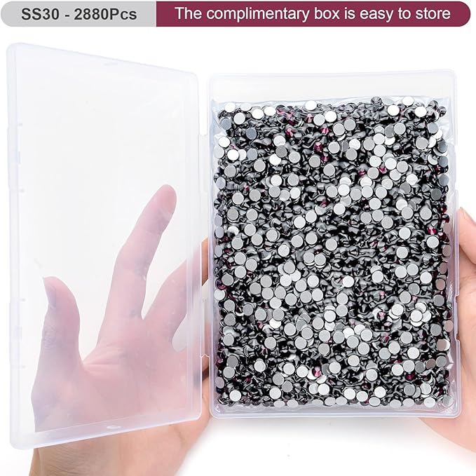 MEIBITE Flatback Rhinestones Bulk, 2880PCS Purple Rhinestones for Clothes DIY Decoration Crafts, Purple, SS30, 6.3-6.5mm