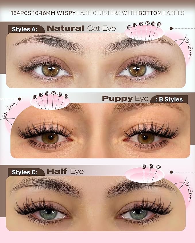 Wispy Lash Clusters Natural Eyelash Clusters Manga Cluster Eyelash Extensions 10-16MM Anime Individual Lashes Clusters with Bottom Lashes Easy to Apply DIY Lash Extension at Home 184Pcs Pack