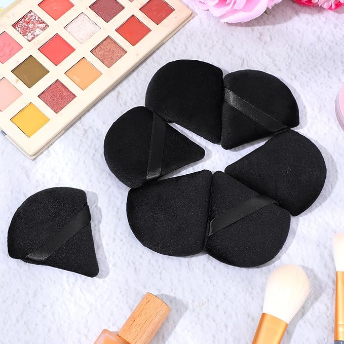 150 Pcs Triangle Powder Puff, Face Soft Makeup Puff for Loose Powders, Mineral Powder, Foundation, Wet and Dry Use, Face and Body Cosmetic Applicator, Black