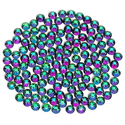 Novani Rhinestones 3000Pcs Flatback Crystal Round Loose Gemstones Glass Rhinestones for Crafts Makeup Nail Art Clothes Shoes DIY Decorations(SS6, 1.9-2.0mm,Green Flame)