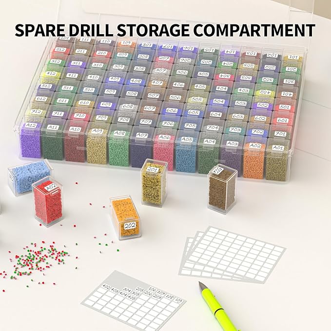 VANSUNS Newly Upgraded Transparent Large Capacity Diamond Painting Storage Containers,96 Grid Craft Organizers and Storage, Suitable for Nail Art, Necklaces, Bead Storage Containers