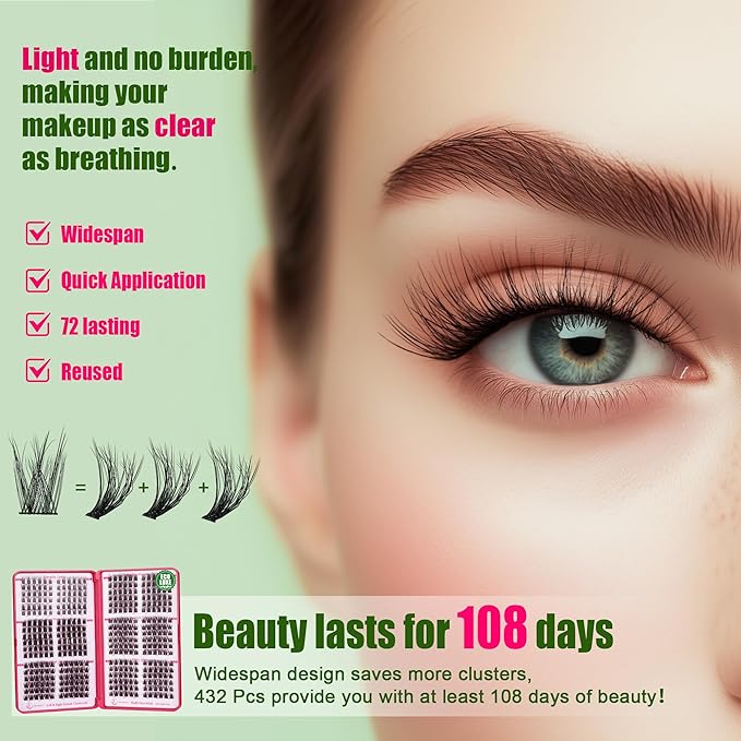 Lash Clusters Natural & Fluffy Lash Extension Kit Biodegradable Eyelash Clusters Cruelty Free False Eyelashes Lightweight