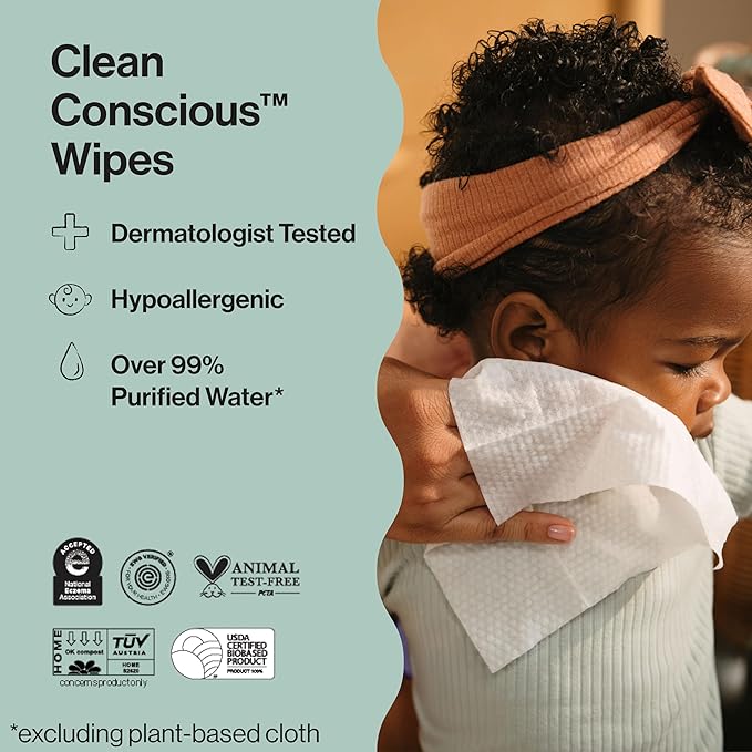 The Honest Company Hypoallergenic Multi-Use Baby Wipes for Sensitive Baby Skin, Rose Blossom, 60 Count