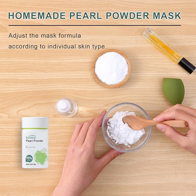 Sturelehub Pearl Powder Organic, for Face, 7.05OZ / 200g 99.9% Purity, Cosmetic Grade, for DIY Mask, Cream And Lotion, Organic Pearl Powder For Homemade Cosmetics