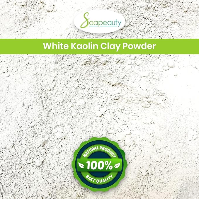 Soapeauty WHITE KAOLIN CLAY Powder | Cosmetic Grade 100% Natural | Facials, Face Mask, Soap Making, Bath Bomb | aka White Clay Powder, China Clay Powder | (12 OZ)