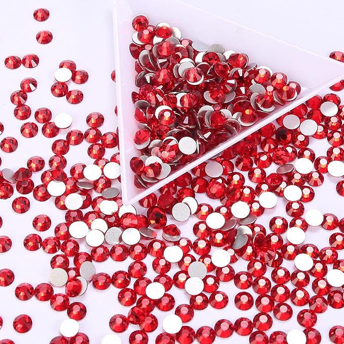 1440Pcs Siam Crystal Rhinestones,Glass Flatback Rhinestones Mini Gemstones for Nail Face Makeup Art Crafts Clothes Decoration -(SS8,2.4mm,Siam)