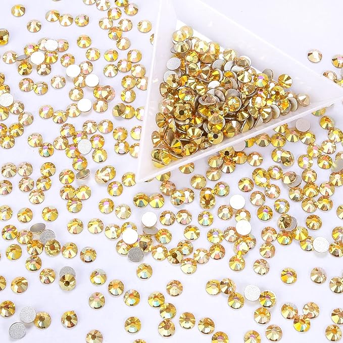 288Pcs Metallic Sunshine Crystal Rhinestones,Glass Flatback Rhinestones Gemstones for Nail Face Makeup Art Crafts Clothes Decoration -(SS30,6.5mm,Metallic Sunshine)