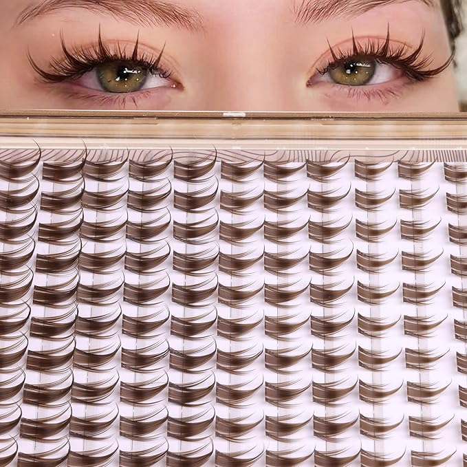 Brown Lash Clusters Manga Cluster Eyelash Extensions Spiky Cluster Lashes Fairy Individual Lashes Anime CC-Curly Eyelash Clusters DIY at Home Easy to Apply Viva Lash Spikes 11-17MM