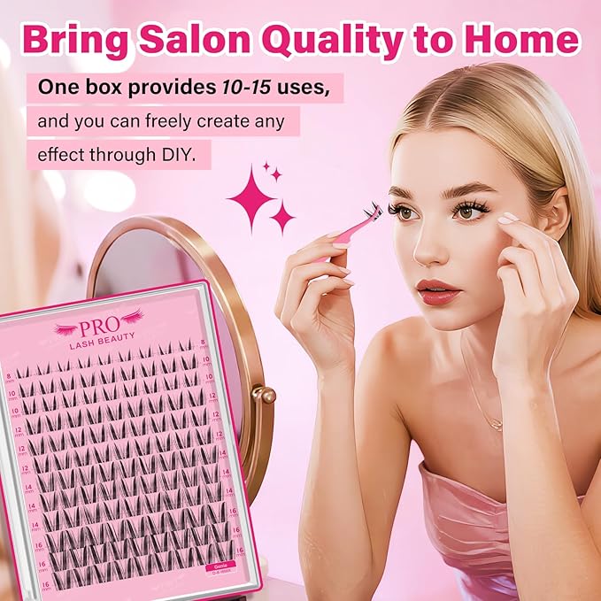 PRO LASHBEAUTY Manga Lash Clusters, Eyelash Clusters 8-16 Mixed Cluster Eyelash Extensions Mixed Lash Extension Volume Reusable Soft & Comfortable (Genie,8-16mix)