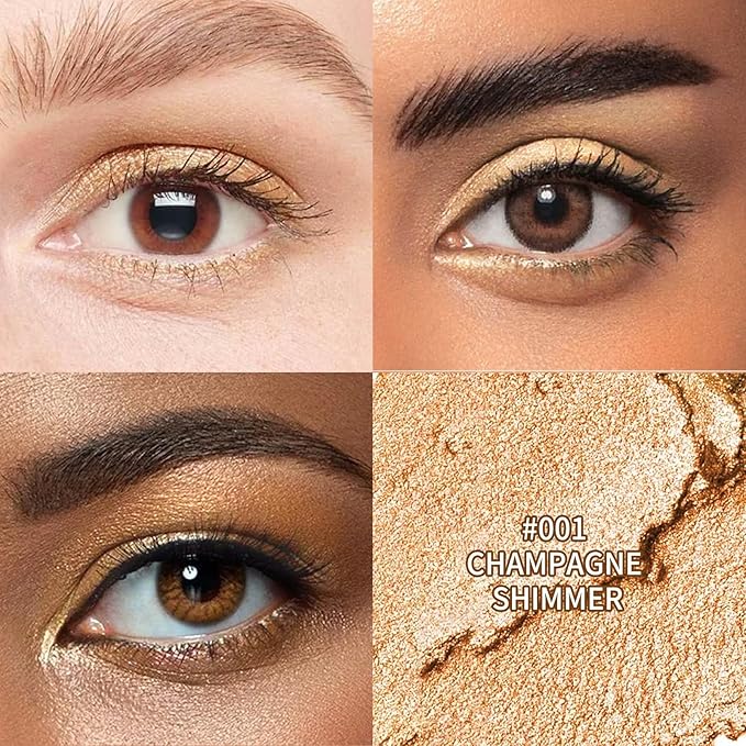 Cream to Powder Waterproof Eyeshadow Stick, Longwear, Easy-to-Apply, Smudge-Proof Shimmer Eyeshadow Pencil (001 Champagne Shimmer)