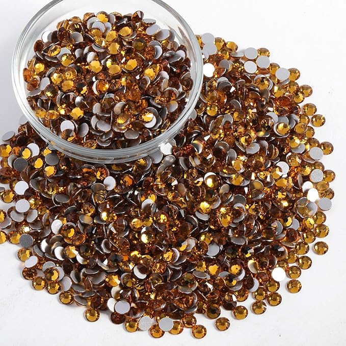Beadsland Flatback Rhinestones Bulk,14400pcs Rhinestones for Nails Crafts Clothes DIY Decoration, Topaz, SS10, 2.7-2.9mm