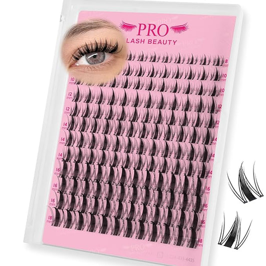 PRO LASHBEAUTY Manga Lash Clusters Cluster Eyelash Extensions Natural Lash Extensions DIY Individual Lashes Clusters Wateproof Natural Look Lashes Clusters with Invisible Band (Fairy, 8-18mix)