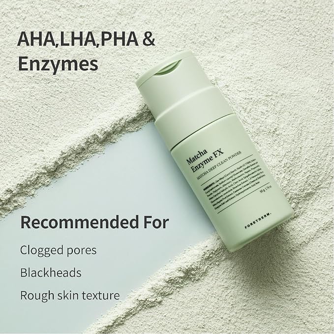 Matcha Enzyme FX Powder-To-Foam Cleanser, Enzyme Face Wash With Matcha Extract, Hydrating Korean Facial Cleanser For Daily Use, Water-Based Fragrance Free Formula, All Skin Types, 1.76oz