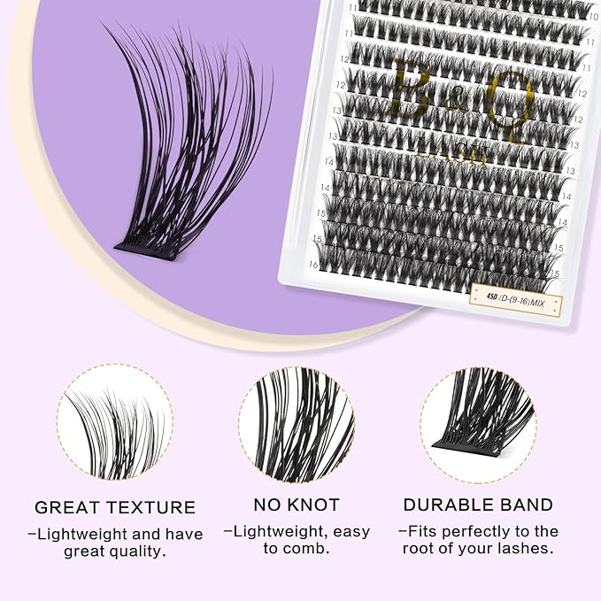 Lash Clusters Individual Lashes Lash 280 PCS Eyelash Clusters False Eyelash 45D Lash Extension Fluffy Natural Cluster Eyelash Extensions DIY Eyelash Extensions at Home (45D-0.07C,9-16MIX)
