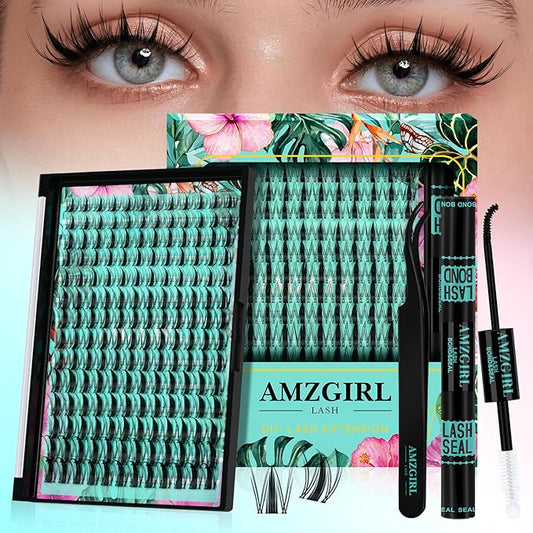 Lash Clusters Kit 168pcs Manga Lash Extension Kit Anime Cluster Lashes Natural Look with Waterproof Lash Bond and Seal Lashes Wet Look Ultra-Thin Invisible Lash Band(Autumn Leaves-Kit,D-10-18mm)