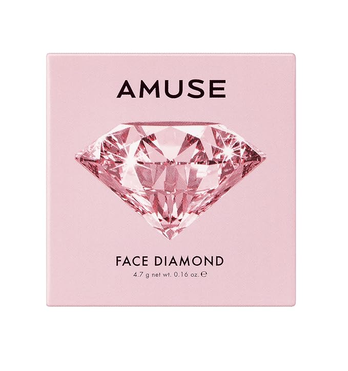 Amuse SEOUL Face Diamond Pink Diamond Highlighter | High Glossy Face Illuminator Powder, Korean Beauty Highlighter Makeup, Shimmer Glow Rose & Gold Glow Illuminator, Cruelty-Free & Vegan (4.7g)