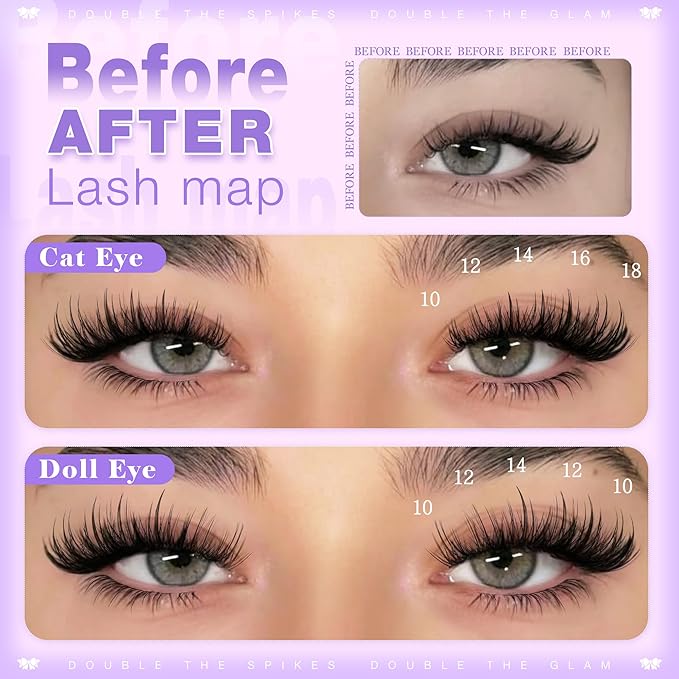 Wtavne Wispy Lash Clusters Fairy Eyelash Clusters Natural 10-18mm Cluster Eyelash Extensions with 5-7mm Bottom Lashes DIY 248Pcs Individual Lashes Extensions at Home Manga Eyelash Clusters with Spikes
