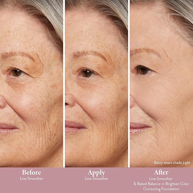 LAURA GELLER Line Smoother Targeted Fine Line Filler | Instant Blurring Primer for Wrinkles & Pores, Subtly Tinted, with Vitamin C & Niacinamide for Mature Skin