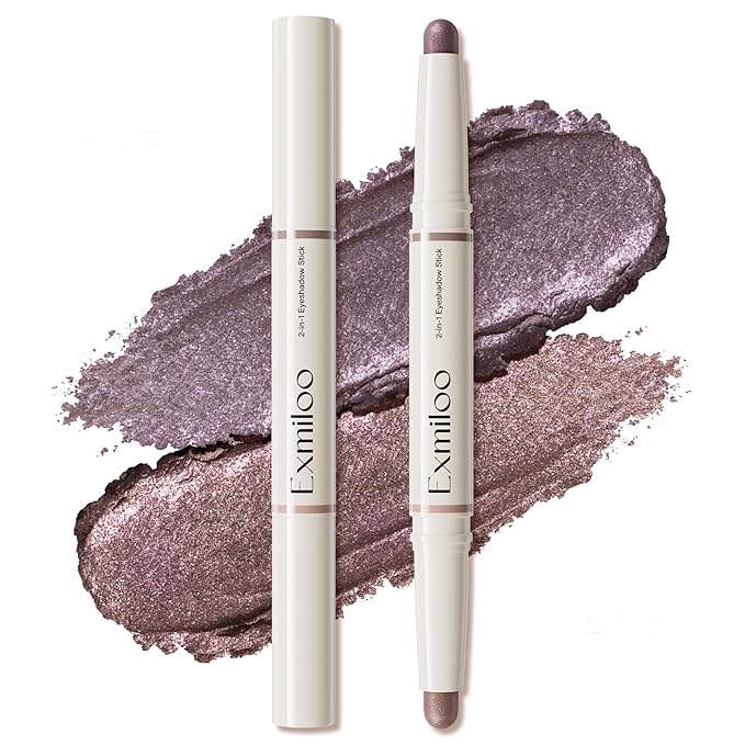 exmiloo Cream Eyeshadow Stick - 2-in-1 Dual-Ended Shimmer Eye Shadow Stick - Long Lasting, Crease-Proof, Waterproof, Smudge-proof (Lavender Dusk)