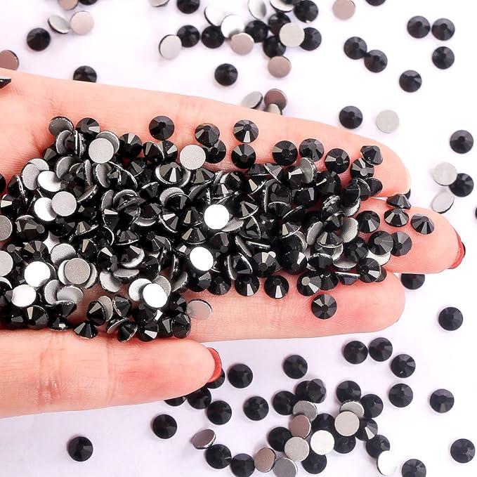 288Pcs Black Crystal Rhinestones,Glass Flatback Rhinestones Gemstones for Nail Face Makeup Art Crafts Tumblers Decoration - (SS30,6.5mm,Black)