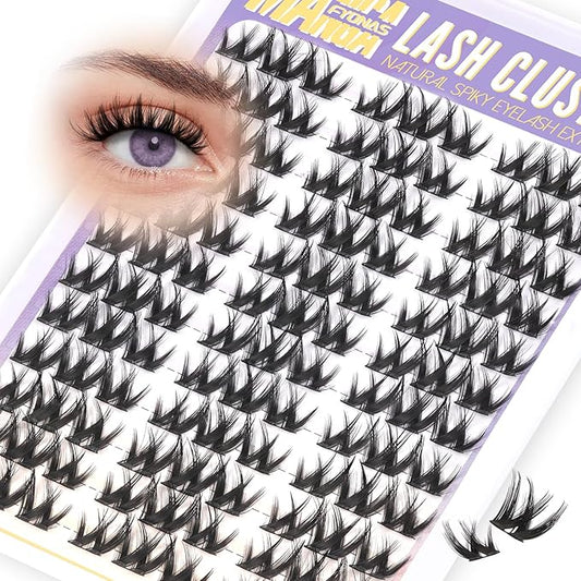 Fyonas Manga Lash Clusters Wispy Cluster Eyelashes Natural Look Fluffy Anime Cluster Eyelash Extensions C Curl 108Pcs Easy to Apply Flora Individual Lashes with Thin Band for Beginners (Cutey)