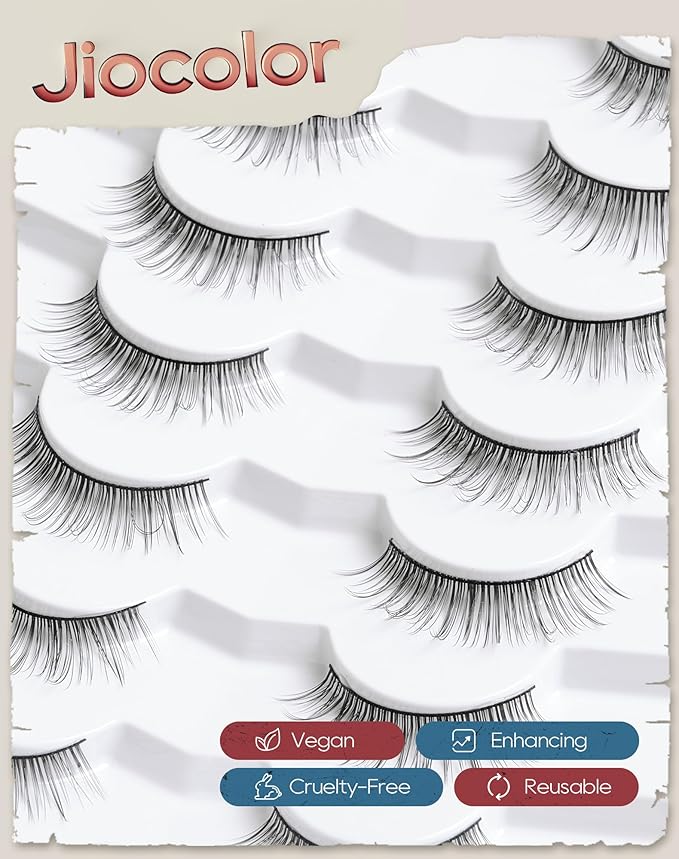 Mink Lashes Natural Look Wispy Eyelashes Short Wispy False Lashes 9mm 3D Strip Fake Eyelashes C Curl Eye Lashes 7 pairs S2