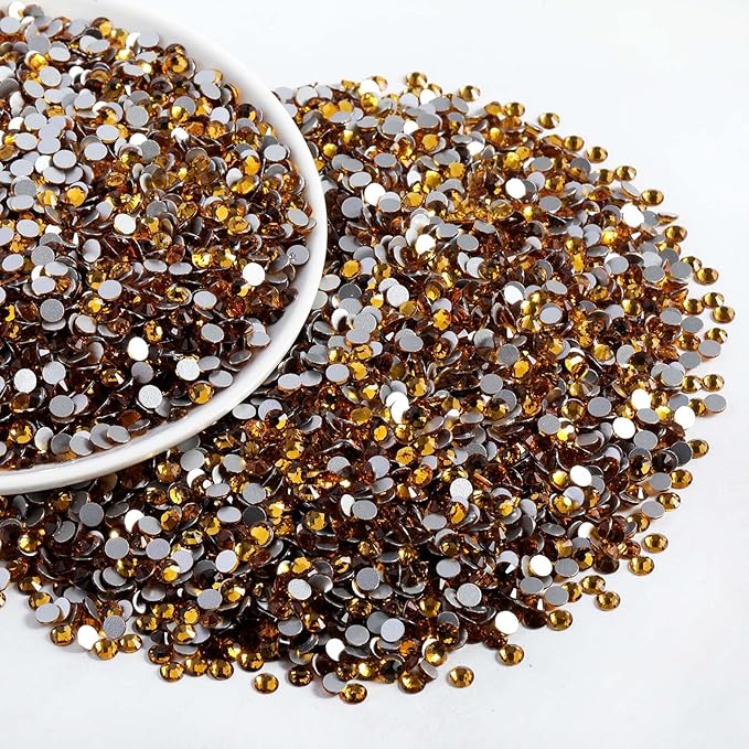 Beadsland Flatback Rhinestones Bulk,14400pcs Rhinestones for Nails Crafts Clothes DIY Decoration, Topaz, SS10, 2.7-2.9mm