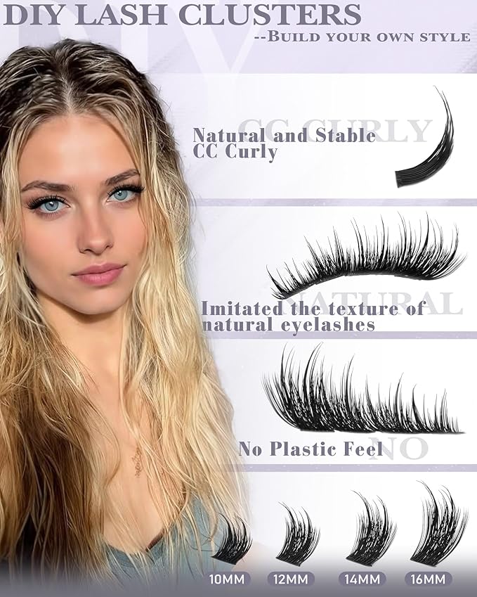 Wispy Lash Clusters Natural Volume Eyelash Clusters 10-16mm Spiky Cluster Eyelash Extensions Faux Mink Lash Extension CC Curly Individual Lashes Soft Thin Band by zanlufly