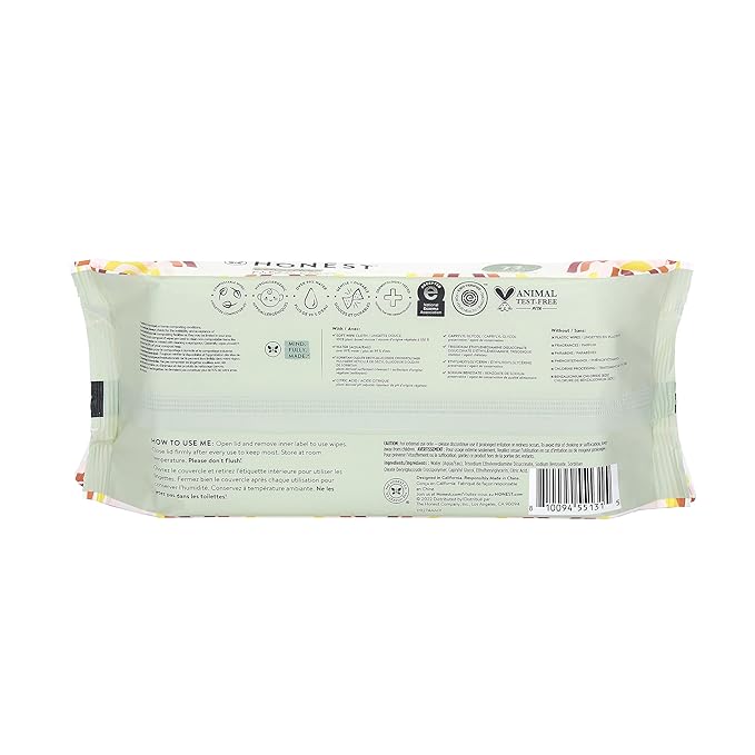 The Honest Company Hypoallergenic Multi-Use Baby Wipes for Sensitive Baby Skin Rainbow 60 Count