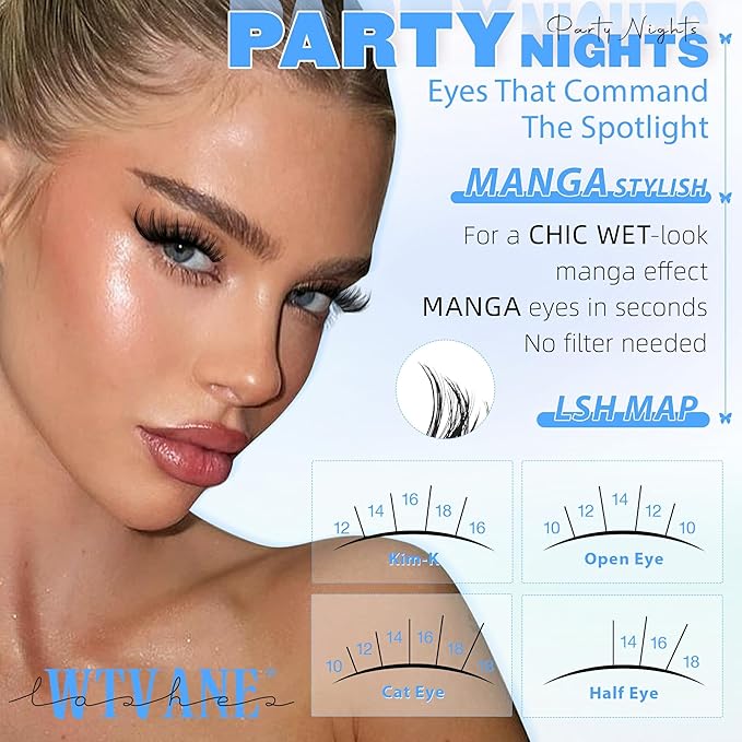 Flora Lash Clusters Wispy Eyelash Clusters 10-18mm Cluster Eyelash Extensions D-Curl Individual Lashes Natural Lash Clusters Eyelash Extension with Thin Band Lashes Clusters for Beginners by WTVANE