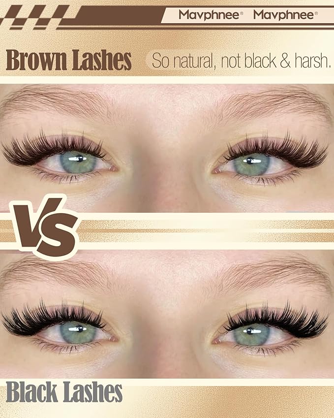 Brown Lash Clusters Wispy Fluffy Eyelash Clusters Volume Individual Lashes Natural Cluster Eyelash Extensions Volume Dark Brown Cluster Lashes Extensions 240Pcs DIY Lash Pack (10-18MM, CC-Curly)