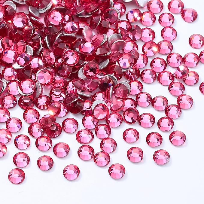 Meibite Rose Flatback Rhinestones, Glass Rhinestones for Nail Art and Craft, Glue Fix, Loose Crystal Gemstones(Rose, SS4, 1440pcs, 1.5-1.7mm)