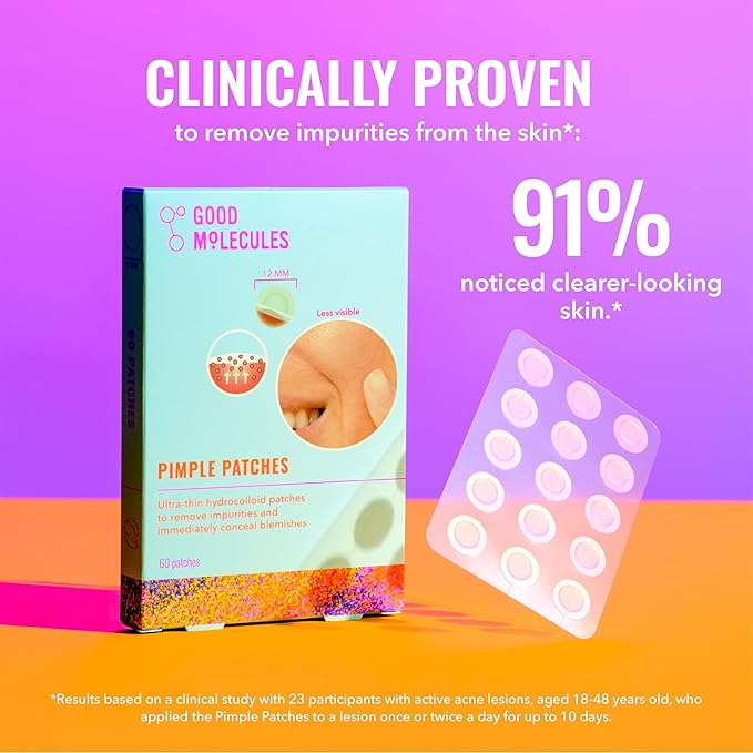 Good Molecules Pimple Patches Pack 3 – 180 Patches (60 × 3 Pack) | Ultra-Thin Hydrocolloid Acne Patches to Conceal Breakouts, Blackheads & Blemishes