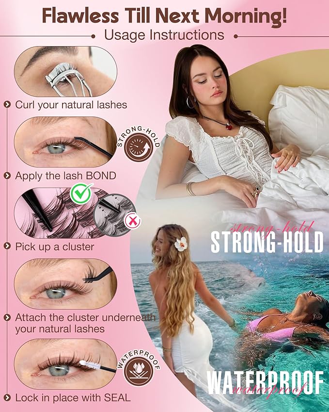 Goddvenus Brown Manga Lash Clusters Kit Natural Cluster Eyelash Extensions Kit CD Curl Wispy Fairy Eyelashes Clusters Anime Individual Lashes 180pcs