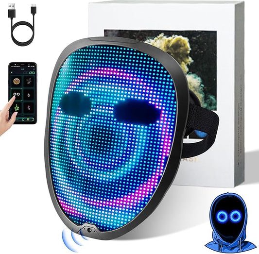 Ompusos LED Mask Light Up Mask with Gesture Sensing, Cool Costume Mask Teen Boys Gifts for Halloween Christmas Birthday