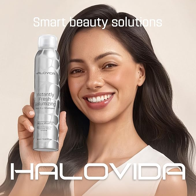 HALOVIDA Dry Shampoo for Women, Invisible Travel Size Dry Shampoo Spray for Dark Hair Leaves No White Residue, Absorb Oils, Volumizing & Refresh Hair for 72 Hours, 2.03 Fl Oz