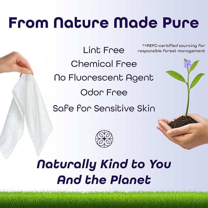 SkinMia Disposable Face Towels XL – Ultra Soft, Clean, Odor-Free Dry Towelettes for Skincare & Makeup Removal Wipes, Plant-Based, Gentle for Sensitive Skin, 50 Count