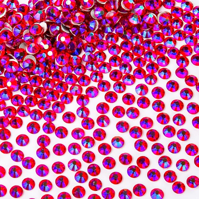 1440Pcs Red Ab Crystal Rhinestones,Glass Flatback Rhinestones Gemstones for Nail Face Makeup Art Crafts Clothes Decoration -(SS16,4.0mm,Red Ab)