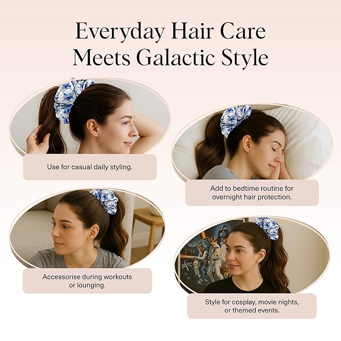 Kitsch x Star Wars R2-D2 & Stormtrooper Scrunchies for Women- Softer Than Silk Scrunchie, No Crease Hair Ties, Perfect For Day And Night Creaseless Hair Accessories | Ideal Gifts for Women - 2pcs