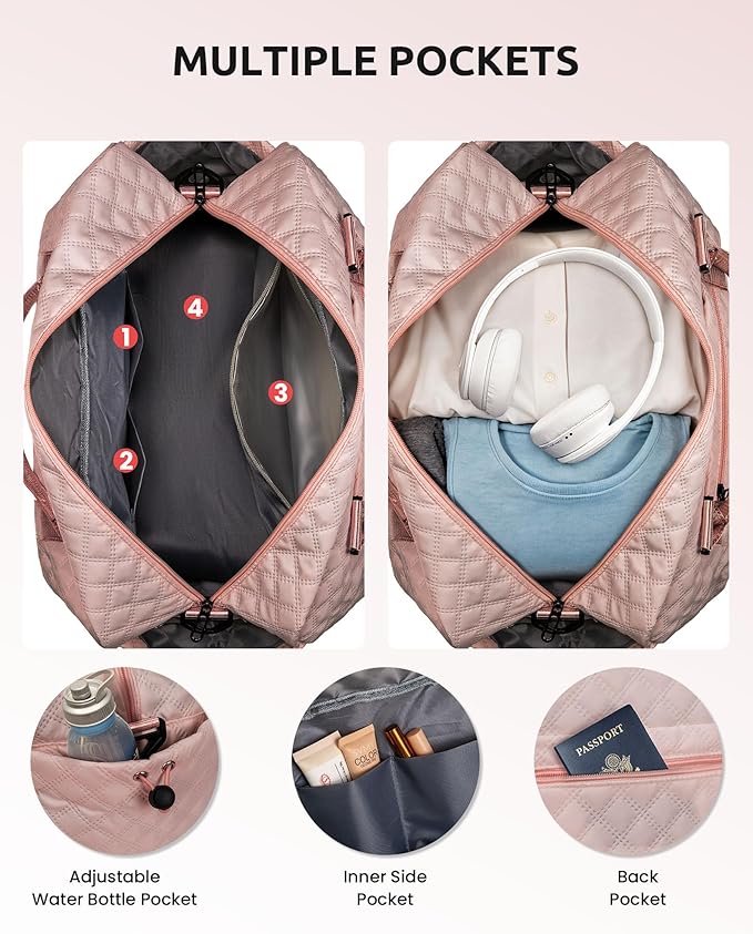 Initial Duffle Travel Bag, Personalized Weekender With Shoulder Strap, Monogram Overnight for Women Wet Pocket, Letter Travel With Makeup Bag Gifts for Family (Letter Z)