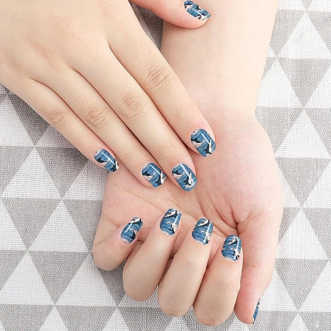 WUXEKZO Self Adhesive Nail Stickers Nail Art Decoration for Girls Manicure Salon (Set of 5 Retro Ocean Sea Sharks Nail Sticker Nails Decals)